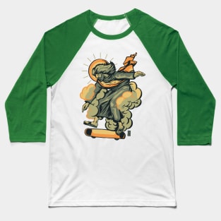 Skater Jesus Bright Baseball T-Shirt